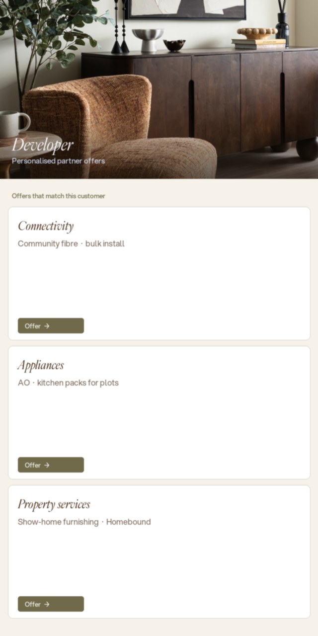 Developer offers: connectivity, appliances, property services