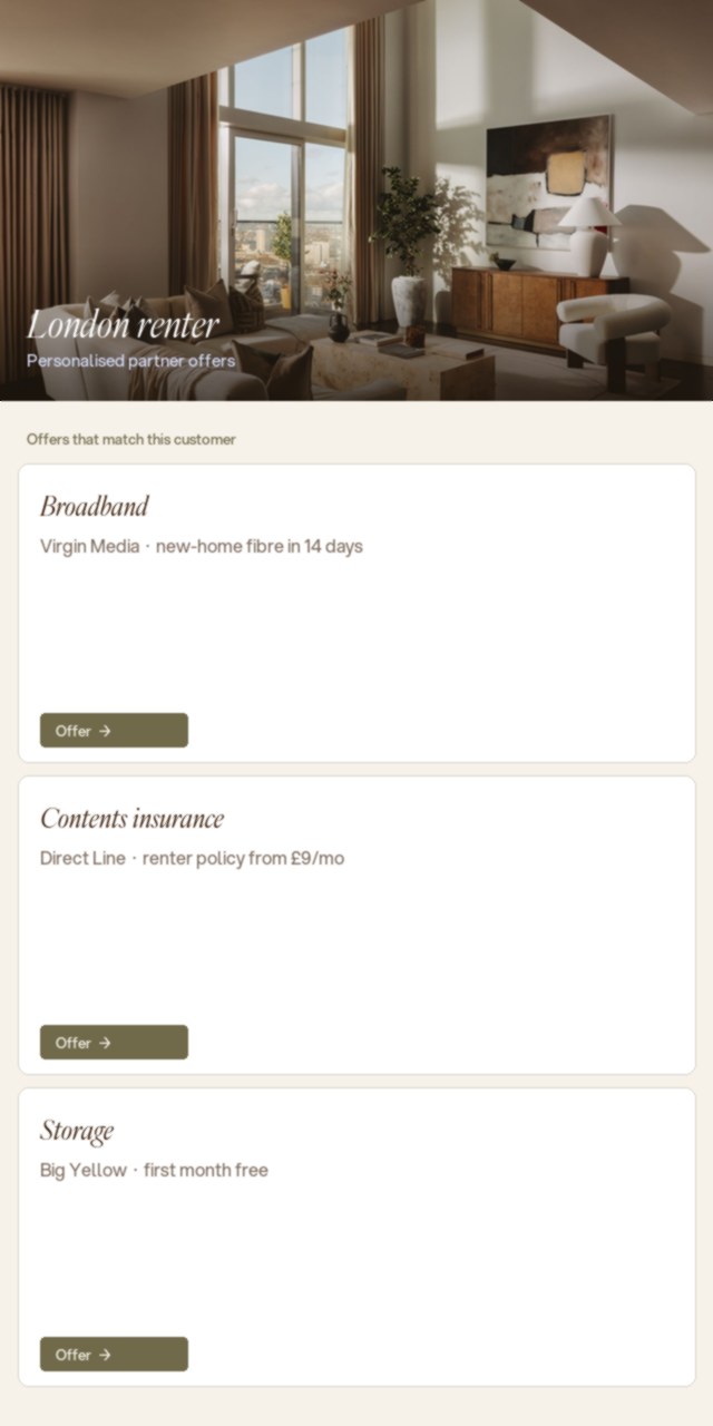 London renter offers: broadband, insurance, storage